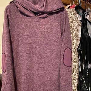 CP Designs Fleece hoodie, 1x, purple, patch elbows